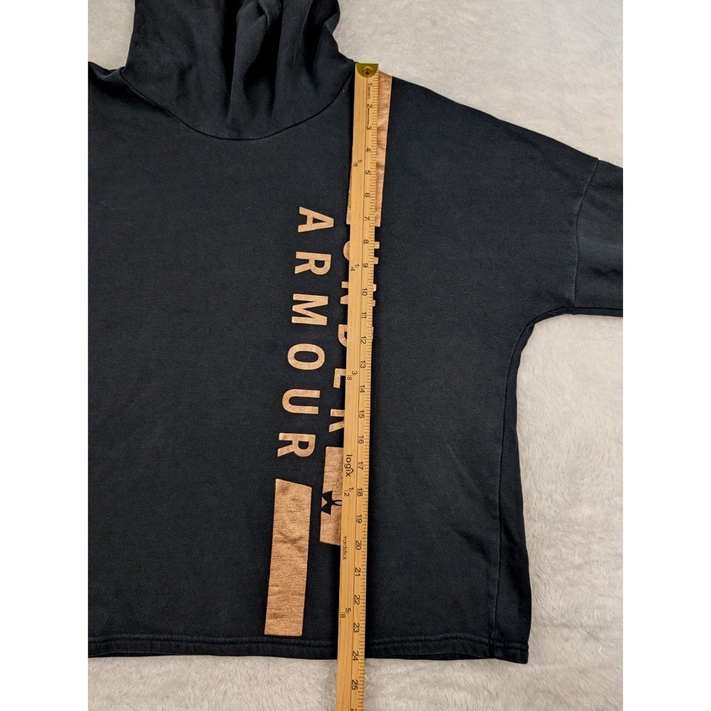 Under Armour Gold Spell Out Hoodie Women's Size XL Black Loose Fit - Picture 7 of 9